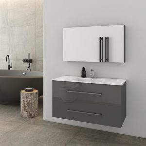 Drop Torino Anthracite Glossy Wall Hung Bathroom Furniture Set 91x46