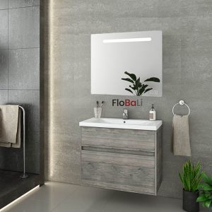 Drop Instinct 80 Smoked Oak Wall Hung Bathroom Furniture with Led Mirror