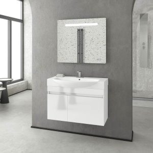 Drop Senso White MDF Wall Hung Vanity Unit with Wash Basin Set 85x50