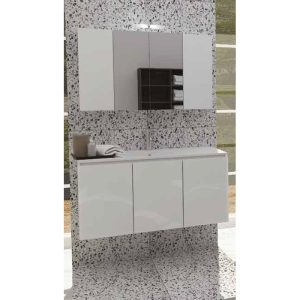 Drop Verona 100 White Wall Hung Bathroom Furniture with Slim Wash Basin Set 102x47