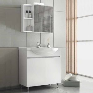 Drop Alfa White Floor Standing Bathroom Furniture with Wash Basin Set
