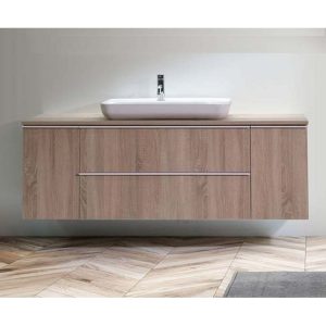 Iris Modern Wall Hung Bathroom Furniture Set with Plywood Worktop