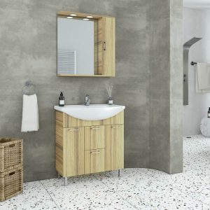 Drop Ritmo Natural Oak Vintage Floor Standing Bathroom Furniture Set 75x50