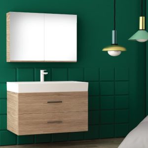 Orabella Amabile Modern Italian Wall Hung Bathroom Furniture with 2 Drawers Set 80x45