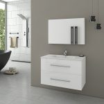 Wall Hung Vanity Unit with Washbasin and Lift Up 1 Door Mirror Drop Torino 75 White