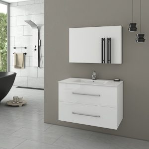Drop Torino White MDF Wall Hung Bathroom Furniture Set 76x46
