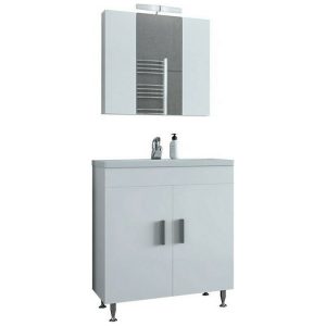Drop Roma 70 White Floor Standing Bathroom Furniture with Slim Washbasin Set 70x39