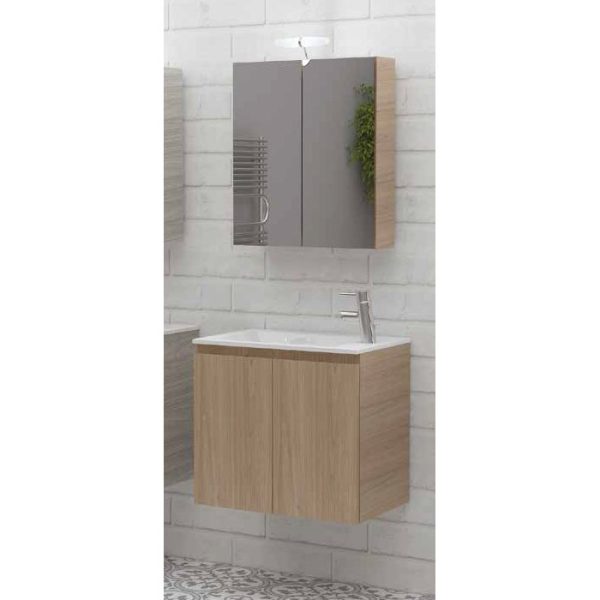 Drop Verona 55 Beige Wall Hung Bathroom Furniture with Slim Wash Basin Set 55x35