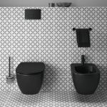 Black Wall Hung Toilet with Soft Close Seat 36,5×53,5 Ideal Standard Tesi Aquablade