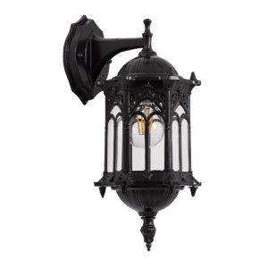 00657 DARCY Vintage 1-Light Black Wall Lamp Lantern With Grid Ø15.5