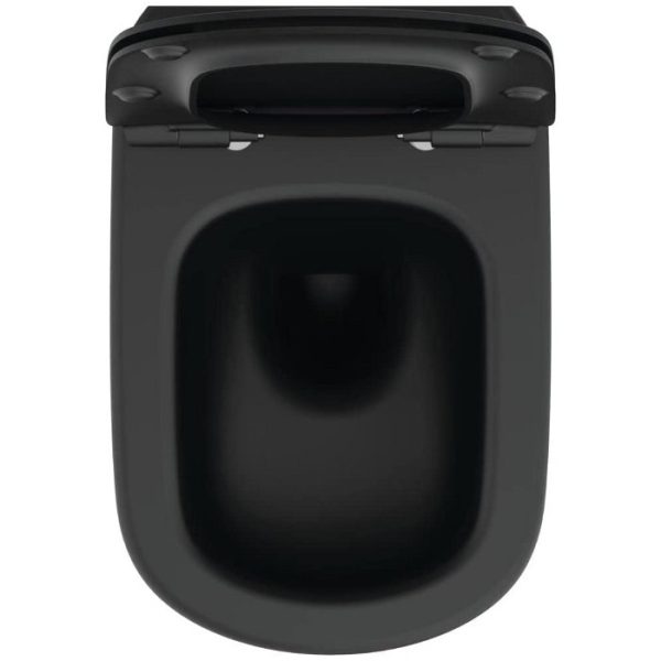 Black Wall Hung Toilet with Soft Close Seat 36,5x53,5 Ideal Standard Tesi Aquablade