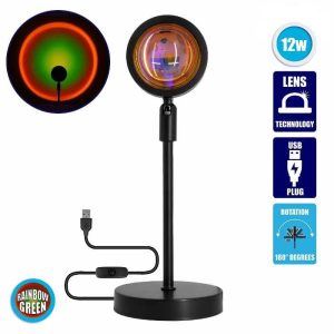 Black Decoration Effect Table Lamp with Green Led Lens Projector 00816
