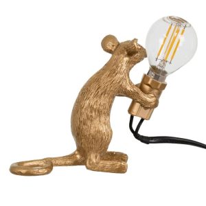 Modern Bronze Gold 1-Light Kids Bedside Lamp with Mouse Shape 00680 globostar