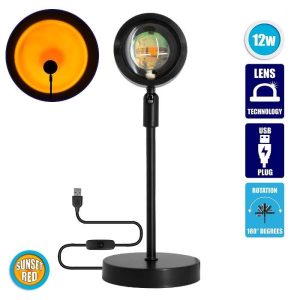 Black Decoration Effect Table Lamp with Yellow Orange Led Lens Projector 00815