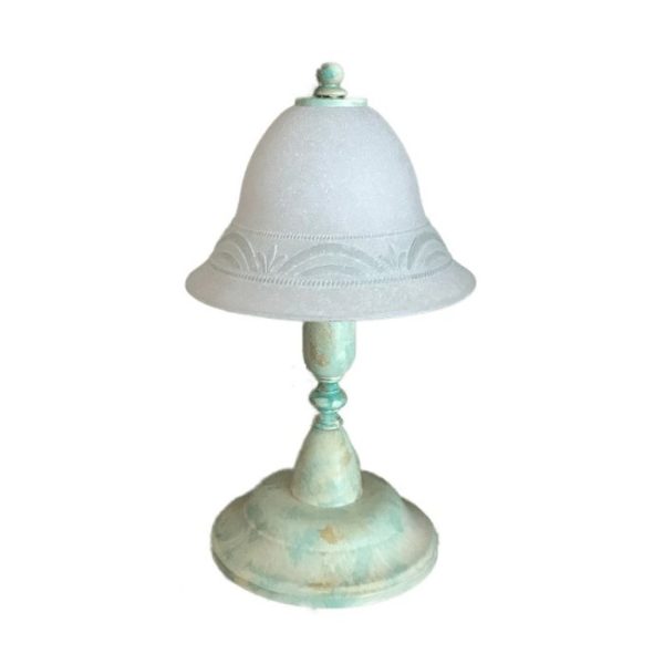 Retro 1-Light Green Table Lamp with White Glass Shade 006146 Flobali