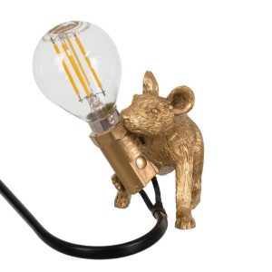 Modern Bronze Gold 1-Light Childrens Bedside Lamp with Mouse Shape 00677 globostar