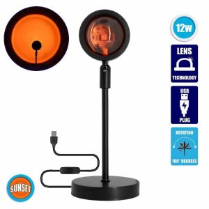Black Decoration Effect Table Lamp with Orange Led Lens Projector 00813