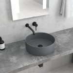 Επιτραπεζιοι νιπτηρες τουαλετας μπανιου στρογγυλοι γκρι ματ LT 3134-MMDG Karag