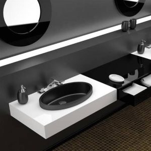 Glass Design Ellisse Small FL Italian Modern Semi Recessed Wash Basin black-white