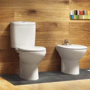 Roca Victoria Vertical Semi-Circular Close Coupled Toilet with Seat 37x66,5
