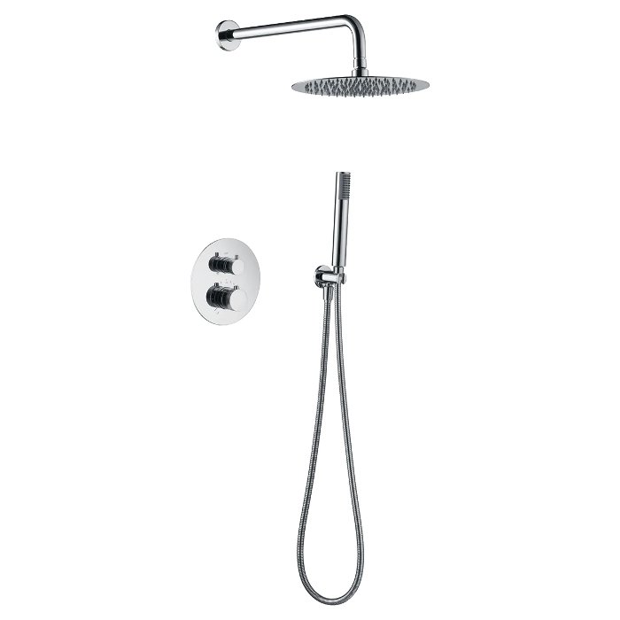 Modern Chrome Concealed Thermostatic Shower Mixer Set 2 Outlets Line GTD038 Imex