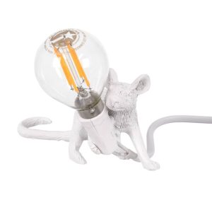 Modern 1-Light White Mouse Shaped Kids Desk Table Lamp 00676