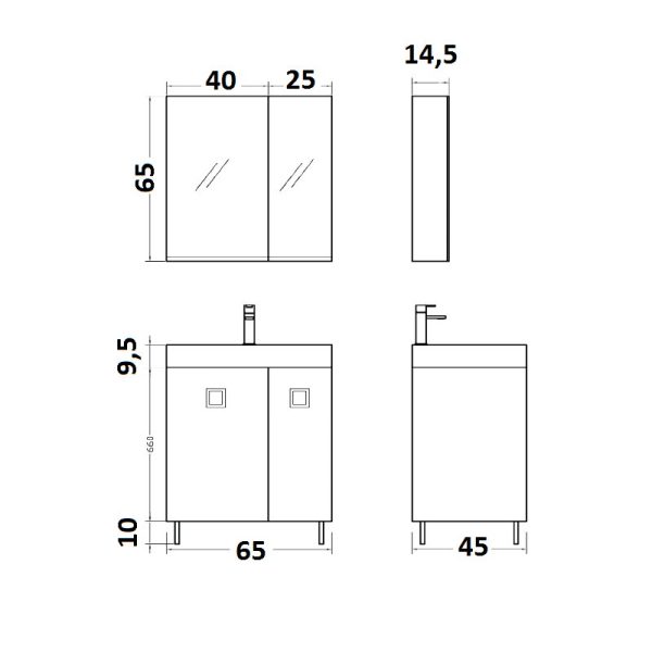 Orabella Vanity Long Modern Floor Standing Bathroom Furniture Set Dimensions