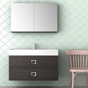 Orabella Touch Modern Wall Hung 2 Drawers Vanity Unit with Mirror Cabinet Set 81x46