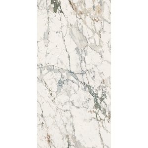 White Glossy Marble Effect Gres Porcelain Tile 60x120 6.5mm Capraia Fondovalle
