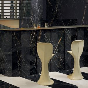Black Glossy Marble Effect Wall & Floor Gres Porcelain Tile 60x120 6.5mm Fondovalle Infinito 2.0 Port Laurent