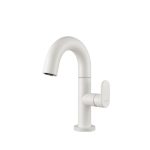 Modern White Mat Curved Basin Mixer Tap with Waste 500010-300 Slim Armando Vicario