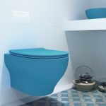 Ιταλικη λεκανη τουαλετασ κρεμαστη μπλε ματ 50×36 Clear Rimless Turqoise