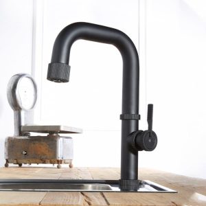 Raw Armando Vicario Industrial Italian Kitchen Mixer Tap with 2-Way Pull Out Spray Black Mat
