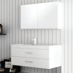 Orabella Raven Modern MDF White Wall Hung 2 Drawer Bathroom Furniture Set 90×45