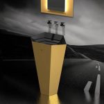 Glass Design Lambo Italian Luxury Gold Free Standing Basin 58,7x42x90 cm