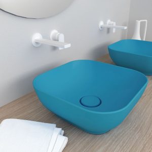 Orabella Trend 02 Modern Square Turquoise Matt Countertop Wash Basin 38x38