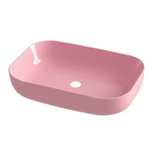 Italian Pink Glossy Rectangular Countertop Wash Basin 60x42 Orabella Metamorfosis 42600 Rosa Lucido