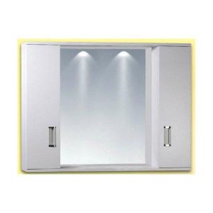 Καθρέφτης Μπάνιου FINO 2-PLUS Λευκός με 2 ντουλάπια & 2 φώτα PVC 78cm