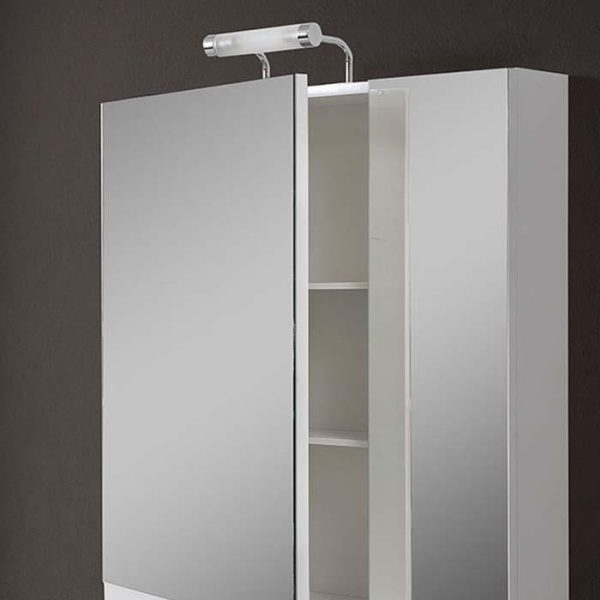 Modern MDF White Wall Hung 2 Door Bathroom Mirror Cabinet Katarina