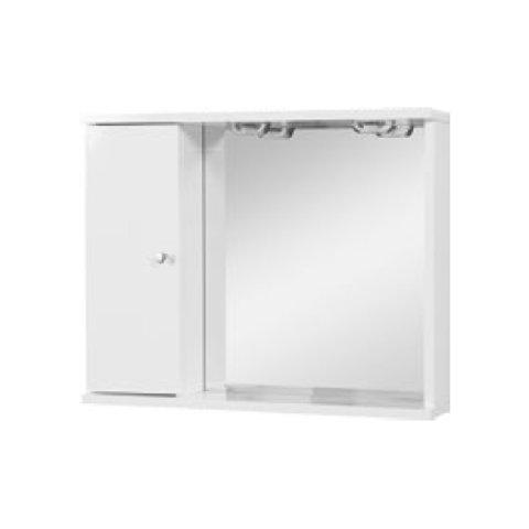 Καθρέφτης μπάνιου με ντουλάπι και φωτισμό άσπρος MDF Flobali