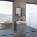 Καθρεφτης μπανιου γκρι με αριστερο ντουλαπι Senso 65 Granite