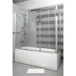 Modern 3 Panels Sliding Bath Screen 4mm Transparent Safety Glass 148H Karag Penta K-100