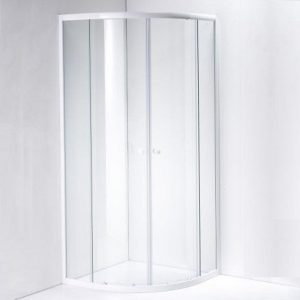 Gloria Bianca White Quadrant Sliding Shower Enclosure with Tempered Safety Glass 5mm 80x80x180