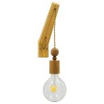 00885 NOVO Rustic Beige Wooden 1-Light Wall Lamp with Knitted Rope