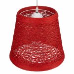 Κοκκινο κρεμαστο φωτιστικο οροφησ ψαθινο κωνοσ για σαλονι κουζινα 00863 PLAYROOM