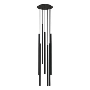 Modern Black 7-Light Pendant Ceiling Light with Hanging Cylinders Laser1000 Nowodvorski