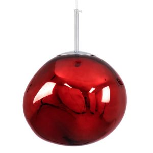 Modern 1-Light Red Glass Round Shade Pendant Ceiling Light Ø28 00762 DIXAR