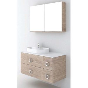 Solid Surface 100 Wall Hung Bathroom Furniture with 4 Drawers & Corian Worktop 100x45