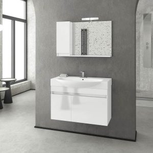 Drop Senso White MDF Wall Hung Bathroom Furniture with Wash Basin Set 85x50