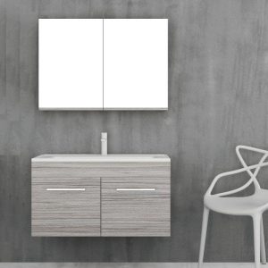 Orabella Lagina Modern Wall Hung Vanity Unit with Washbasin & Mirror Set 80x45
